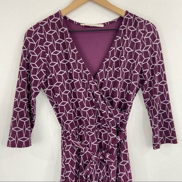 Stitchfix 41 Hawthorn Purple Dress Renesme Geo Print Faux Wrap size Small - Picture 4 of 7